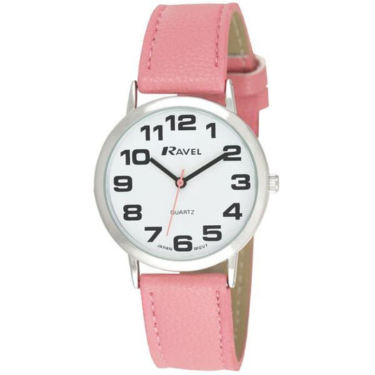 Ravel Ravel Unisex Classic Big Dial Pink Leather Strap Watch R0105.13.15A