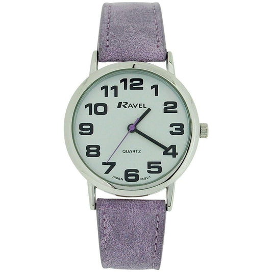 Ravel Ravel Unisex Classic Big Dial Purple Leather Strap Watch R0105.13.17A