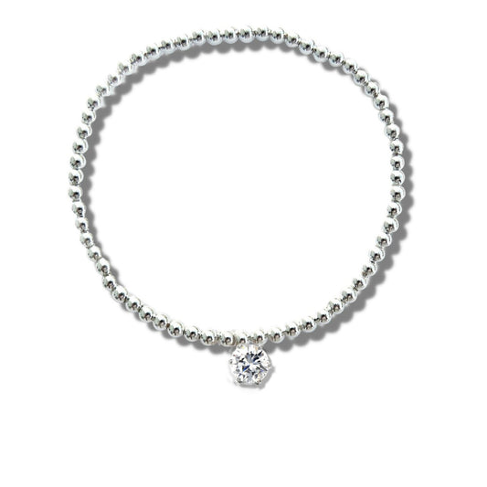 Aye Do Gifts Cubic Zirconia 6mm Silver Beaded Bracelet Silver