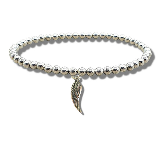 Aye Do Gifts Angel Feather Silver Beaded Bracelet Silver