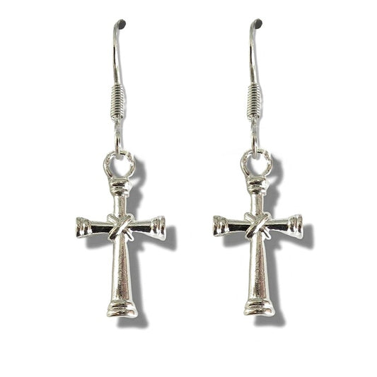 Aye Do Gifts Cross Drop Earrings Silver Plated Silver