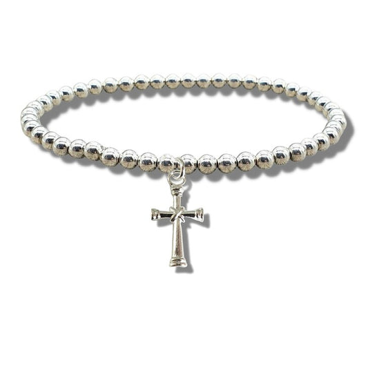 Aye Do Gifts Cross Silver Beaded Bracelet Silver