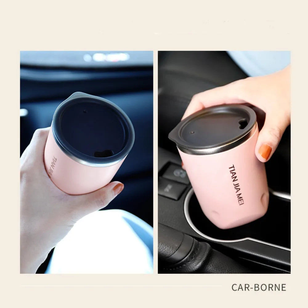 300ml Stainless Steel Coffee Mugs Thermos Cup Tea Coffee Water Cup Vacuum Insulated Travel Mug Car Mugs Household Office Mug