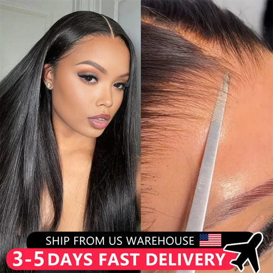 Straight Glueless Wigs Ready To Go Human Hair 4x6 5x5 Lace Closure Wig For Black Women 180% Brazilian Remy 13x4 Lace Front Wig