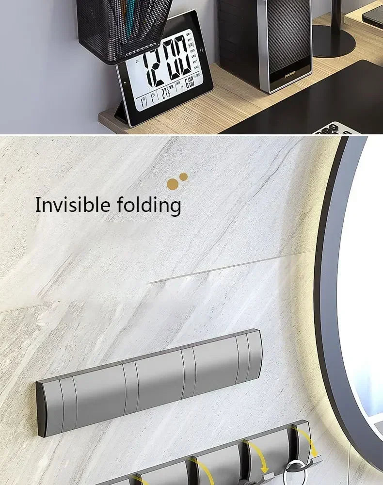 Bathroom Black Golden Hook Folding No Punch Installation Wall Mounted Rack Hooks Towel Clothes Holder Racks Hooks Bedroom