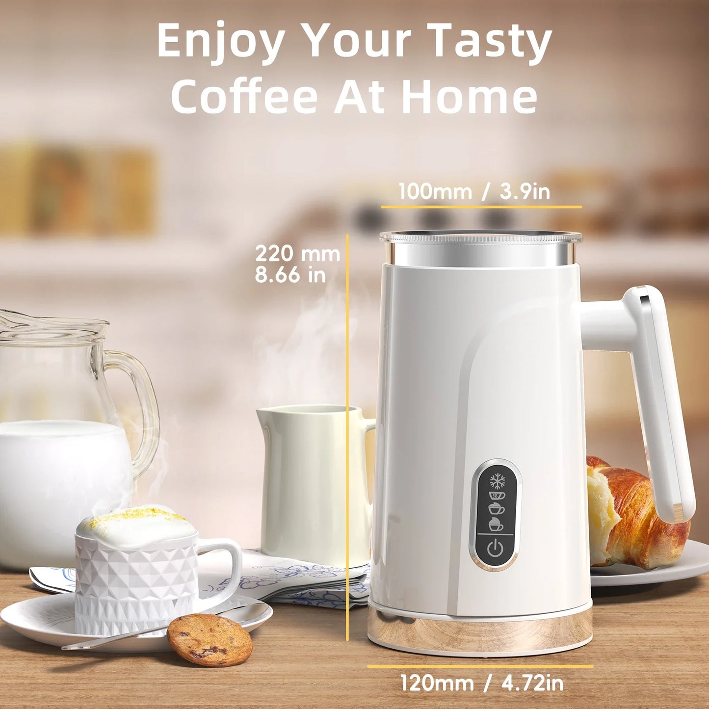 BioloMix,4 in 1 Automatic Hot and Cold Milk Frother Warmer for Latte, Foam Maker, Hot Chocolates, Cappuccino