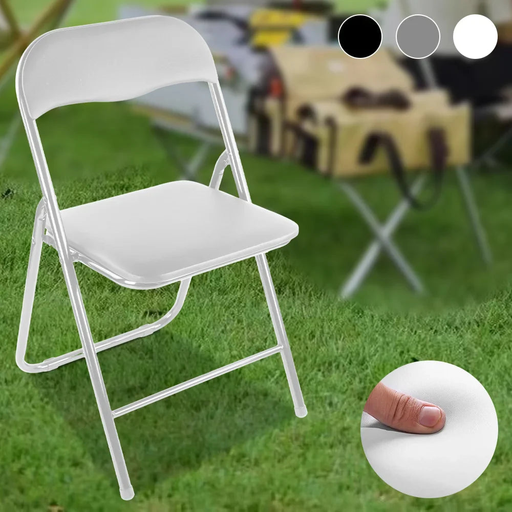 1pc Folding chair Dining Room Chair Office Household Backrest Chairs PU Leather backrest chair Portable Outdoor Chair Camping