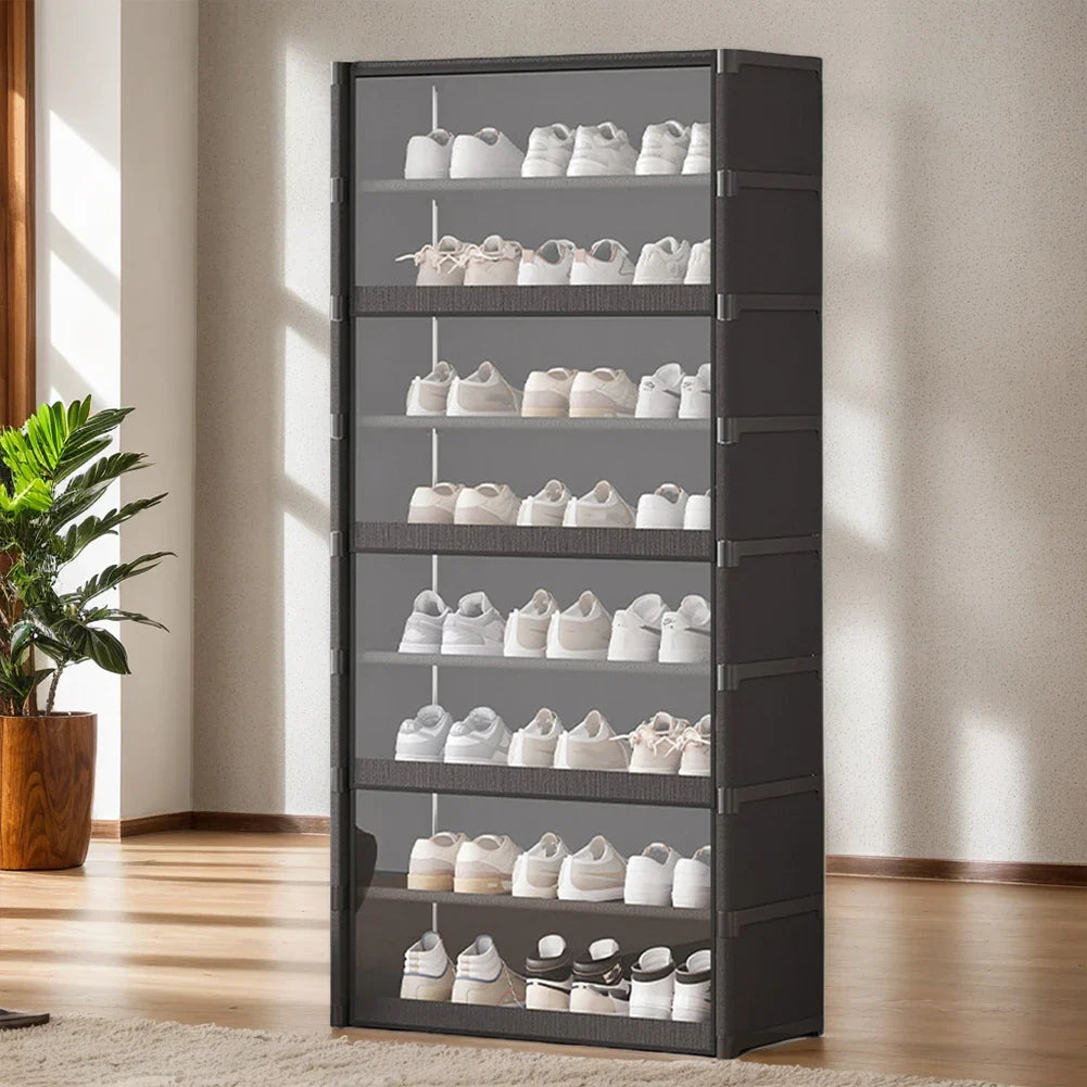 9-Tier Shoe Rack Organizer Holds 18 Pairs 18 Pair Narrow Shoes Shelf Cabinet Sneaker Rack Organizer Shoes Cabinet Closed Shelves