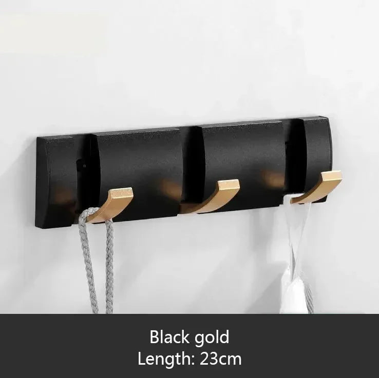 Bathroom Black Golden Hook Folding No Punch Installation Wall Mounted Rack Hooks Towel Clothes Holder Racks Hooks Bedroom