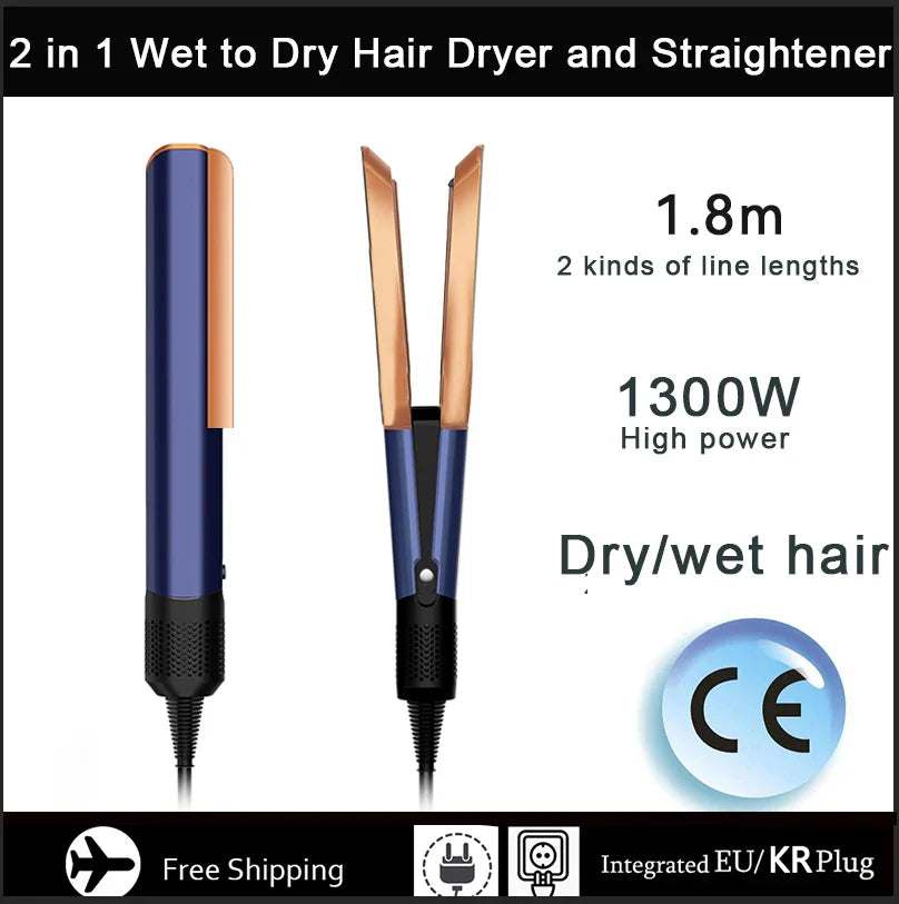 2-in-1 Hair Straightener and Dryer Combo - Negative Ion Heating Flat Iron for Quick, Long - Lasting Hair Styling at Home，salon