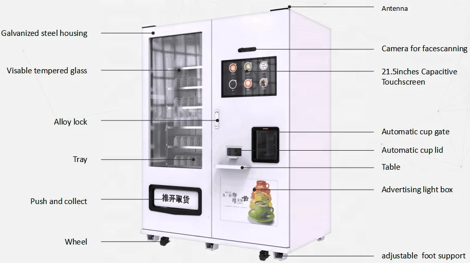 Automatic Coffee Vending Machine Drink Snacks Integrated Commercial with Snack Machines MDB System coffee machines With Grinder