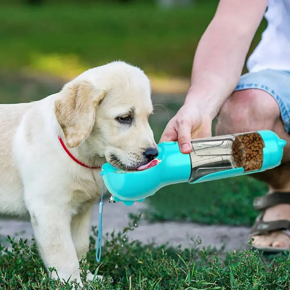 300/500ml Pet Water Food Dispenser 3 in 1 with Trash Bag Box and Shovel Pet Dog Water Bottle Leak Proof Dog Food Feeder Cat