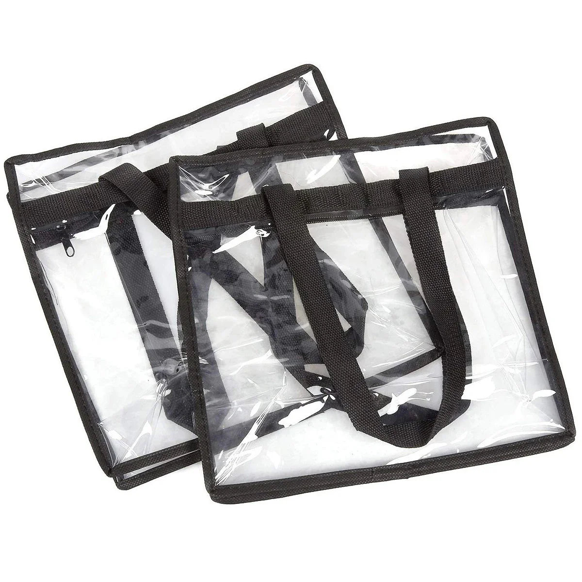 2Pcs Clear Tote Bags Large Capacity Transparent Shoulder Bag with Zipper Flexible Clear Lunch Bag Multipurpose Transparent Totes