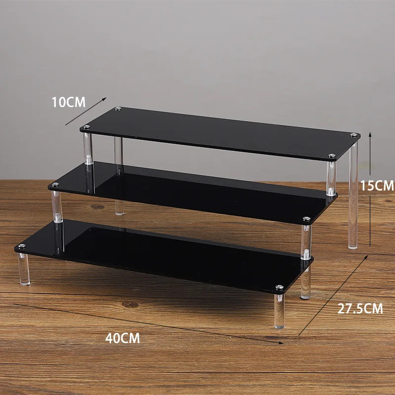 Acrylic Riser Display Stand Perfume Organizer Shelves for Amiibo Funko Figures Toys Cupcake Desserts Collection Cosmetic Jewelry