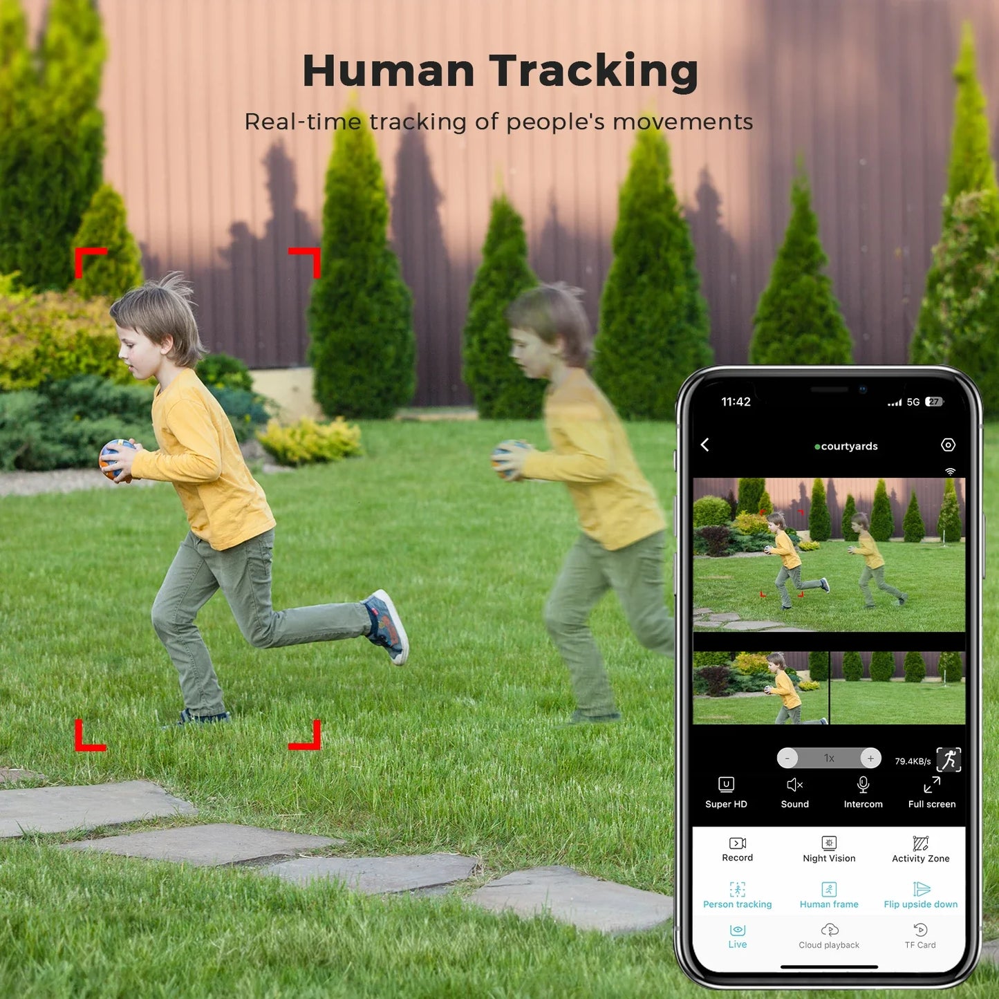 Camera Outdoor Auto Tracking Multi Screens 5X Digital Zoom PTZ Security Protection