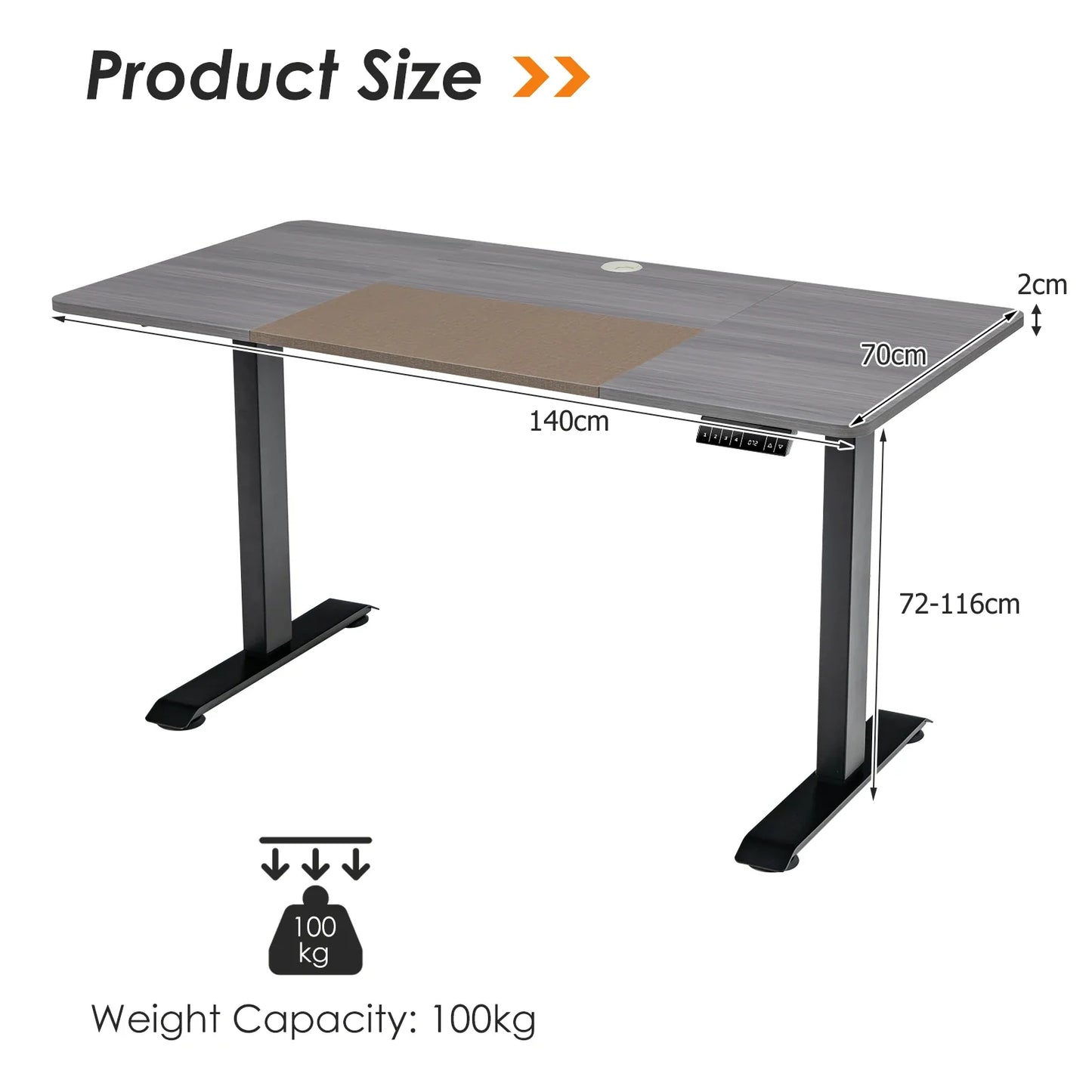 GOFLAME Electric Height Adjustable Standing Desk, Sit Stand Desk With Frame