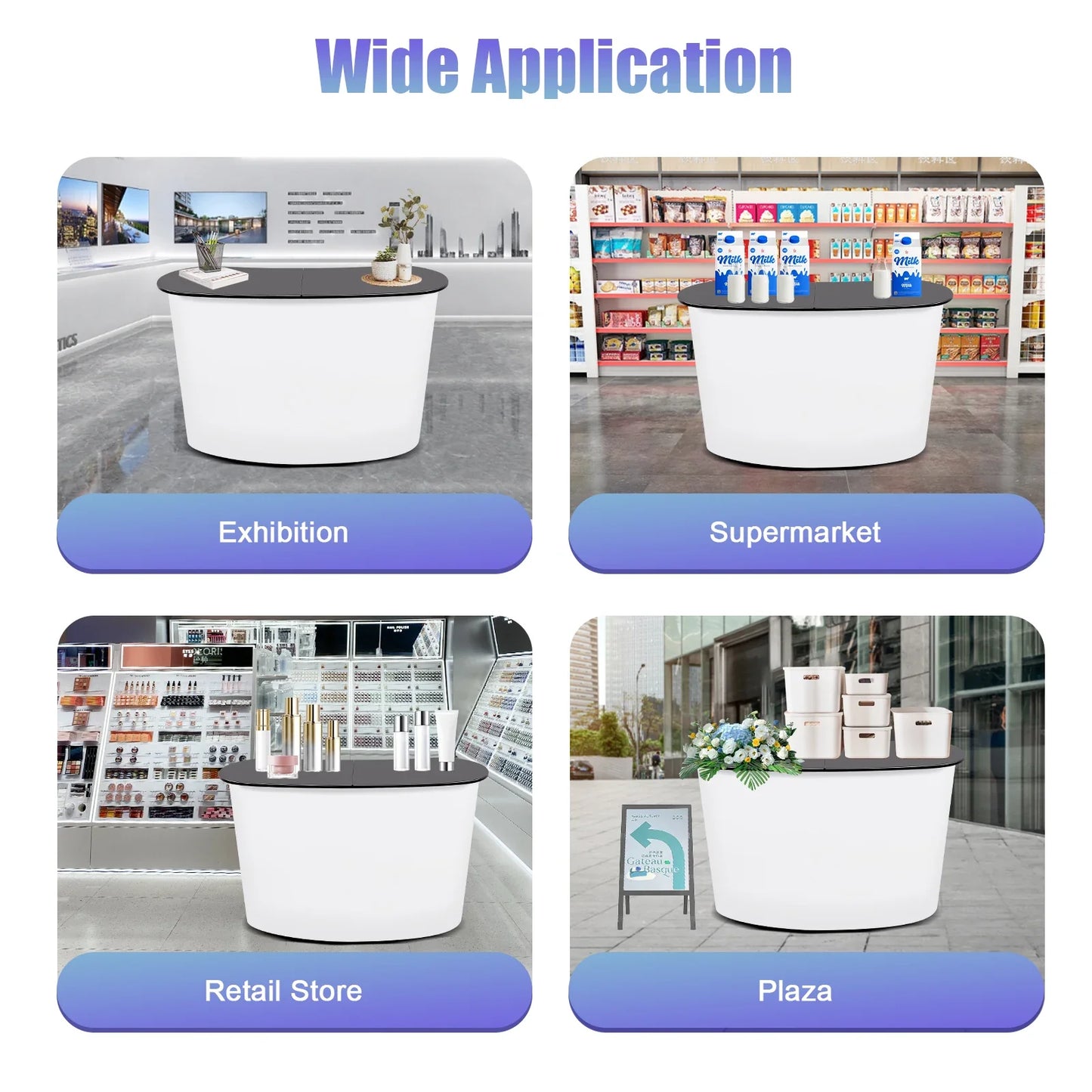 Foldable Tradeshow Table Exhibition Countertop Podium Promotion Table Office Reception Desk School Lecture Table