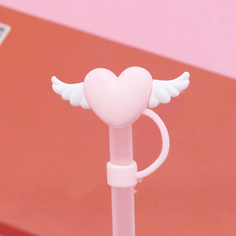 6Pcs Cute Heart Straw Covers Reusable Heart Cup Straw Covers Heart Straw Tips Protectors for Stanley 30/40oz Tumbler Accessories