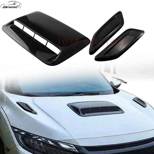 40cm Universal Car Air Flow Decorative Intake Hood Scoop Bonnet Vent Sticker Cover Hood Geared to fit any FLAT Hood Vehicle