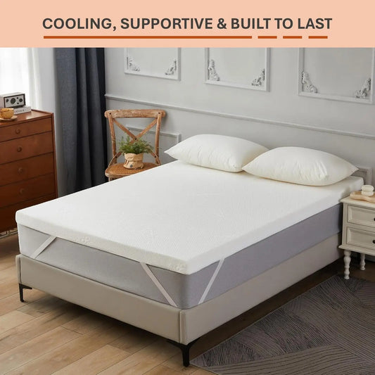 7cm (3inch) Memory Foam Mattress Topper Enhancer Overlay Dual-Layer Back Pain Relief, Includes  Zip Removable Washable Cover