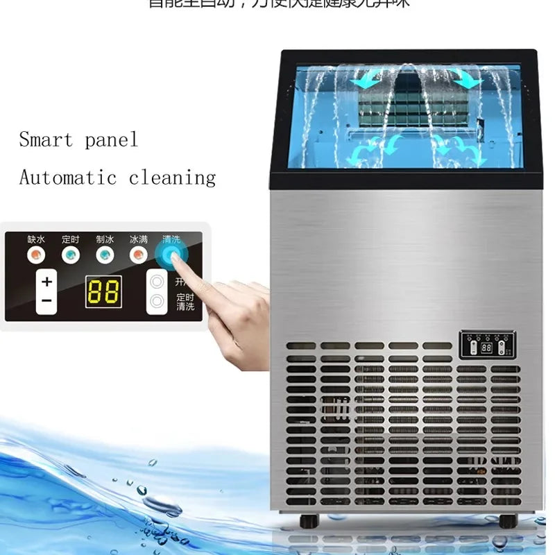 Countertop Nugget Ice Maker Self Cleaning Pellet Ice Machine Open and Pour Water Refill Stainless Steel Housing