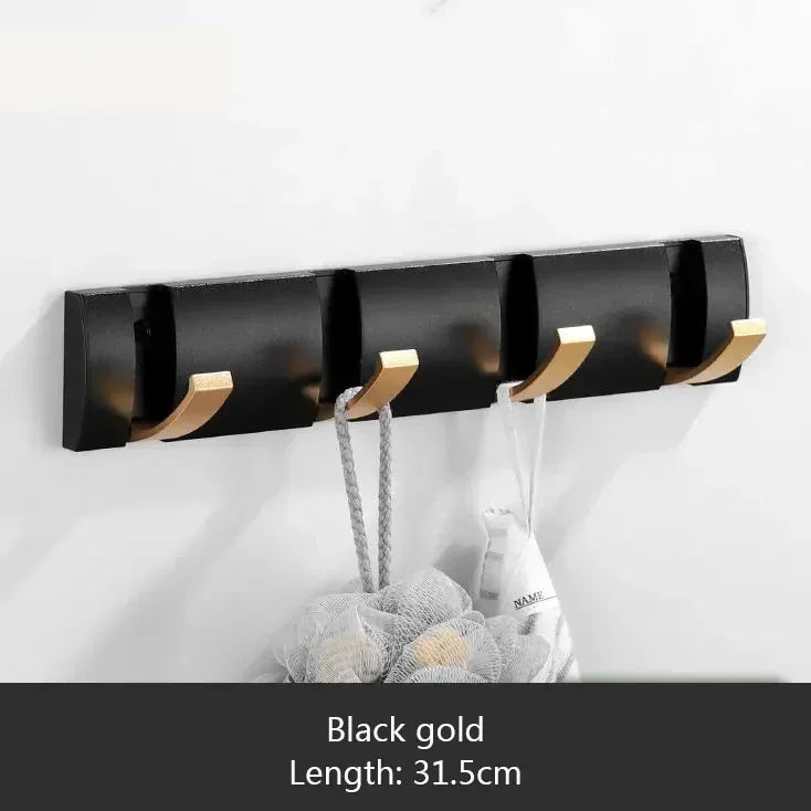 Bathroom Black Golden Hook Folding No Punch Installation Wall Mounted Rack Hooks Towel Clothes Holder Racks Hooks Bedroom