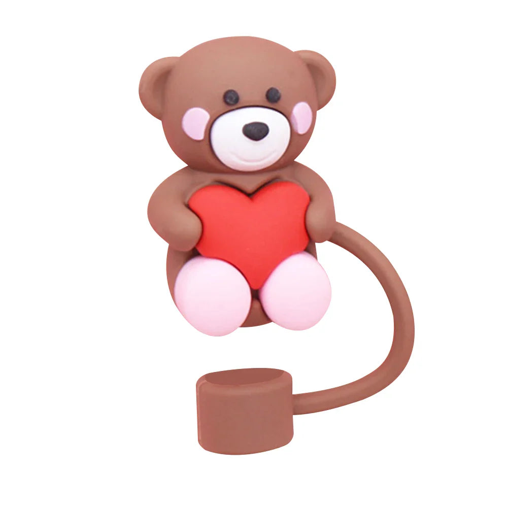 6Pcs Cute Heart Straw Covers Reusable Heart Cup Straw Covers Heart Straw Tips Protectors for Stanley 30/40oz Tumbler Accessories