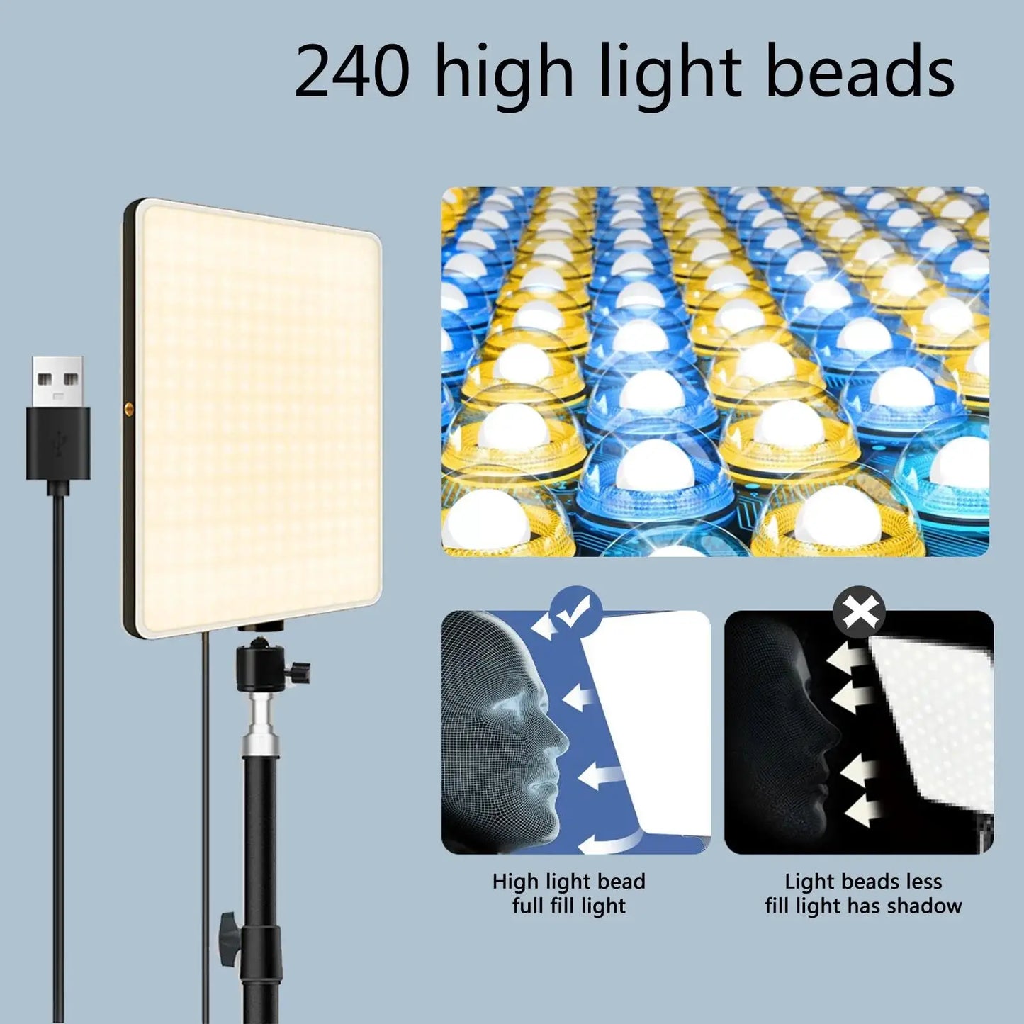 LED Photography Conference Lighting Photo Studio Lamp With Scissor Arm Stand