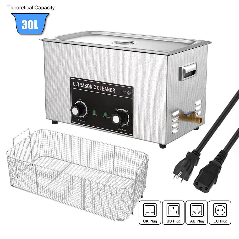 Industrial Ultrasonic Cleaner Cleaning Device 30L 600w 800w 900w Retainer Cleaner Machine Ultrasonic Bath UK AU EU US Plug 220v