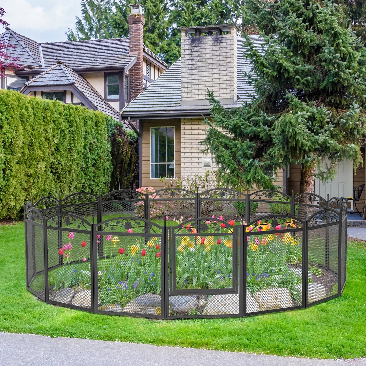 Foldable Metal Dog Playpen with Fertility Mat and Gate, Heavy Duty Pet Whelping Box, Exercise Fence Cage, Kennnels, 8 Panels