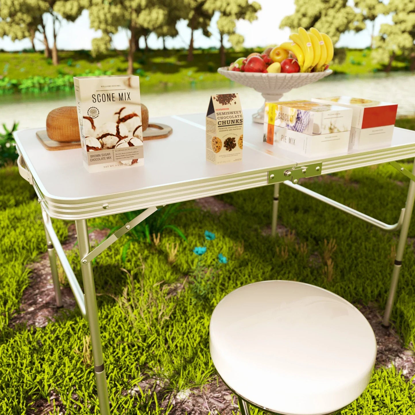 3FT/90CM Picnic Folding Tables, Aluminium Foldable Portable Adjustable Height Lightweight for Camping BBQ, 90x60x37/67cm