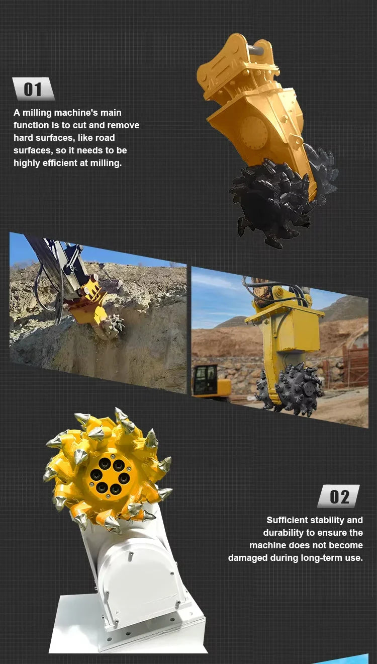 Hydraulic Drum Cutters Milling Machine Rock Grinder Superior Performance in Cutting Rock and Concrete