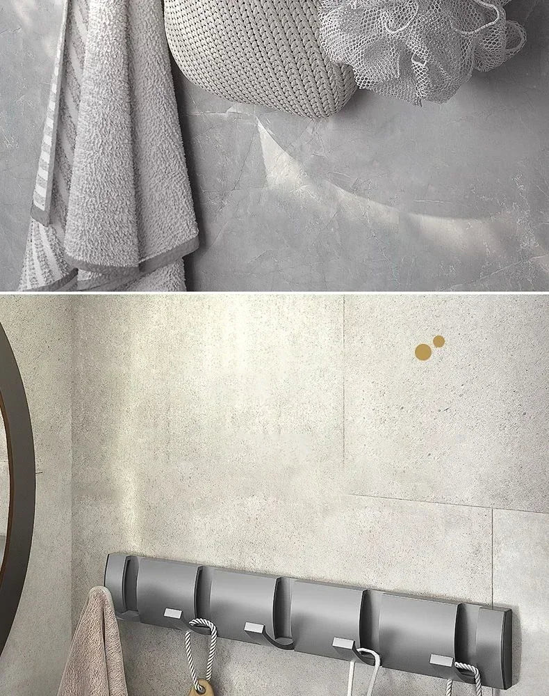 Bathroom Black Golden Hook Folding No Punch Installation Wall Mounted Rack Hooks Towel Clothes Holder Racks Hooks Bedroom