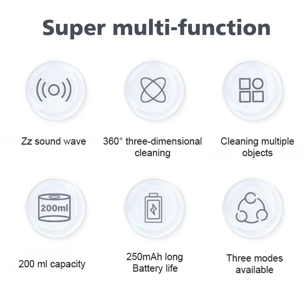 15W Ultrasonic Cleaner for Dentures Professional Ultrasonic Cleaning Machine for All Dental Jewelry Watch Household Washer 160ml
