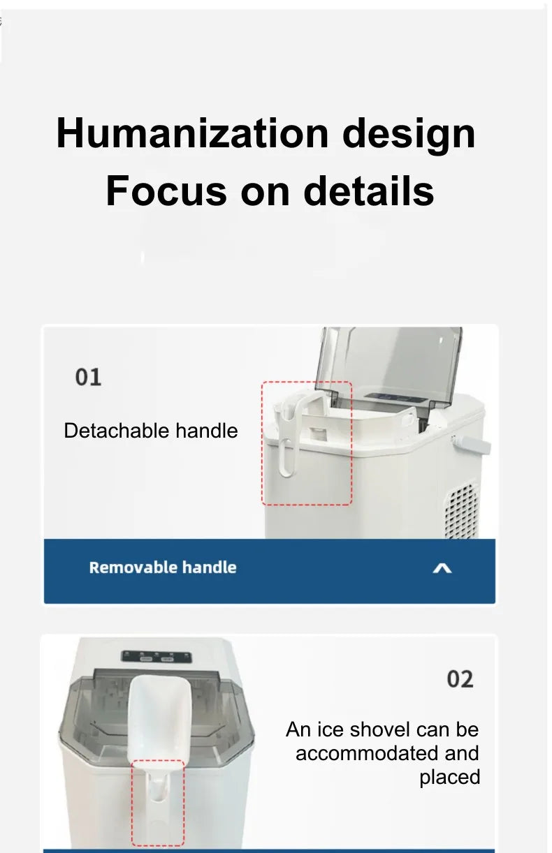 15KG Ice Machine Portable Electric Ice Maker Machine Mini Countertop Ice Cube Maker Appliance Home Commercial Ice Ball Maker