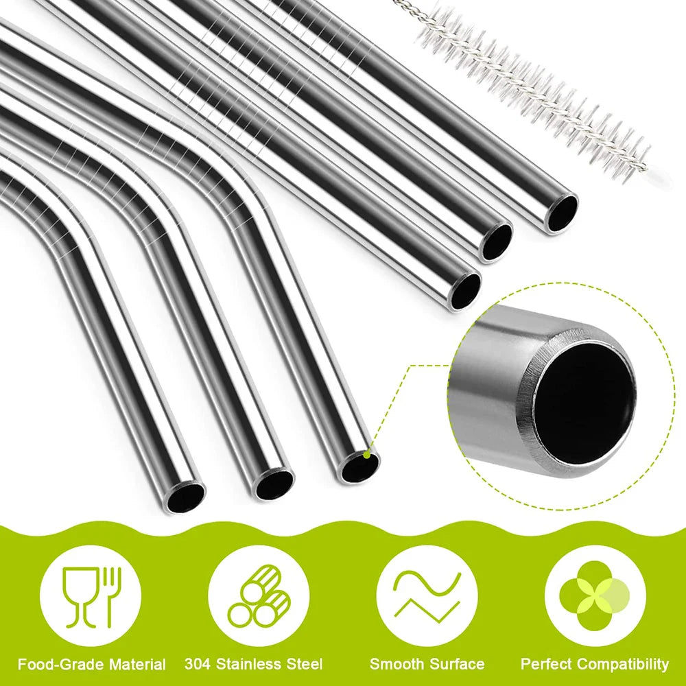 7 Pack Stainless Steel Straw Replacement 40 oz for Stanley Adventure Travel Tumbler, Reusable Straws with Cleaning Brush Compati
