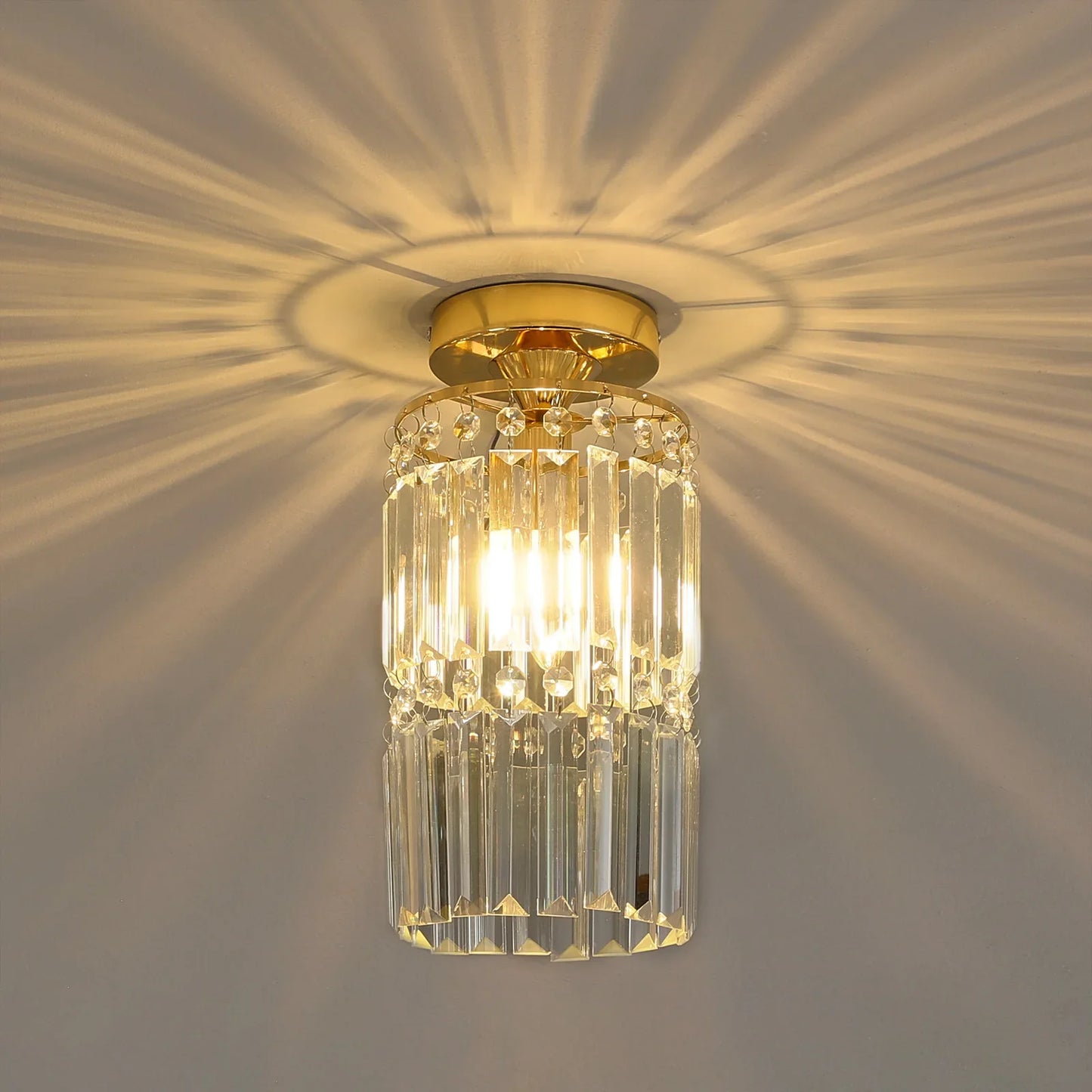 KOMORE Crystal Mount Ceiling Light 23cm /25cm / 30cm Dia for Living Room, Bedroom, Kitchen
