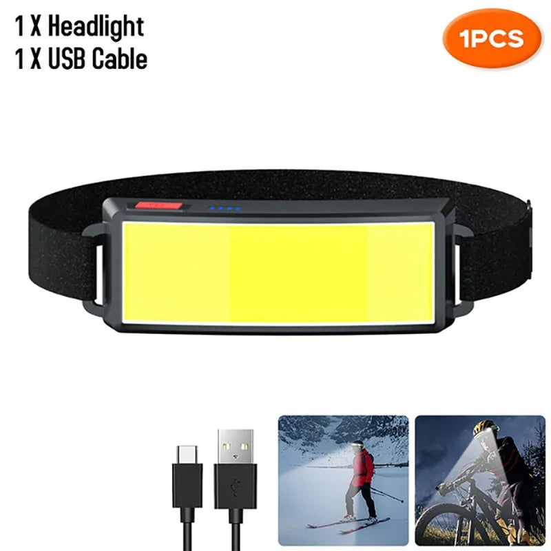 Powerful COB LED Headlamp Type-c Rechargeable Head Flashlight
