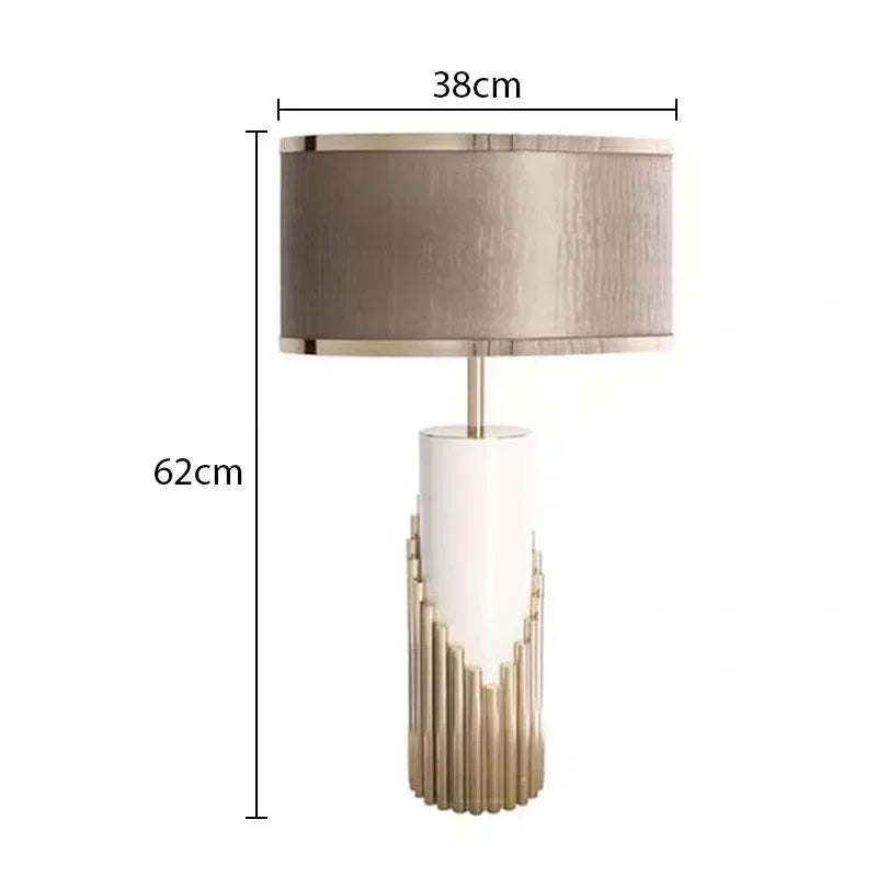 Designer's Luxury LED Desk Lamp Marble Fabric Lampshade