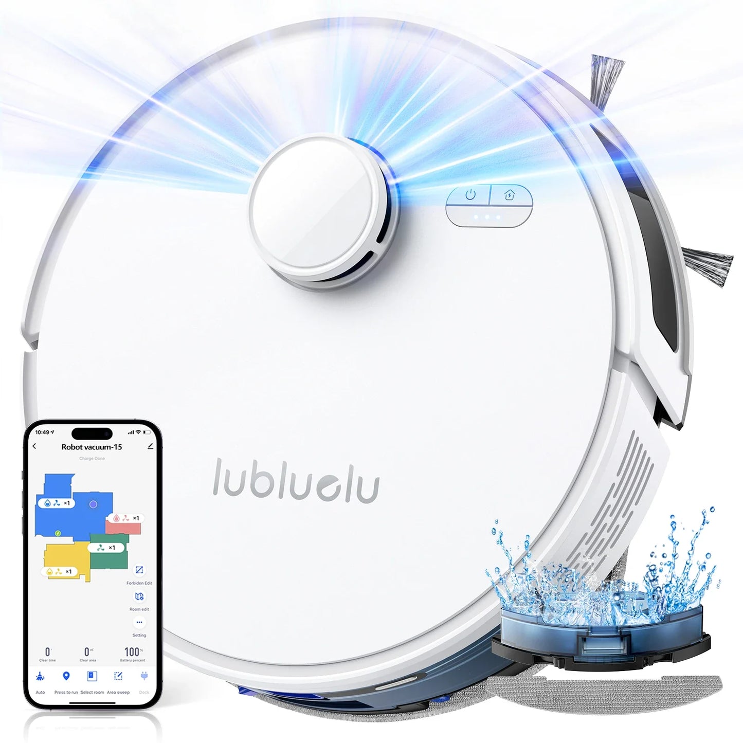 Lubluelu L15 Robot Vacuum And Mop Combo 5000Pa, Auto-Charging, 5 Maps, Robot Vacuum, 30 No-go Zones, 3 In 1 Robot Vacuum Cleaner