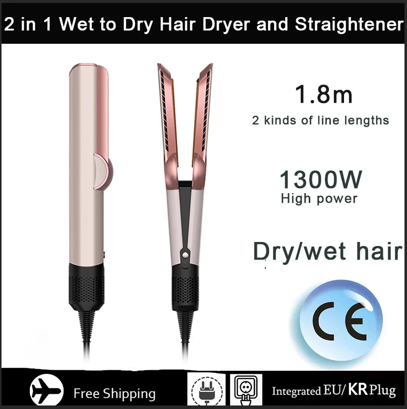 2-in-1 Hair Straightener and Dryer Combo - Negative Ion Heating Flat Iron for Quick, Long - Lasting Hair Styling at Home，salon