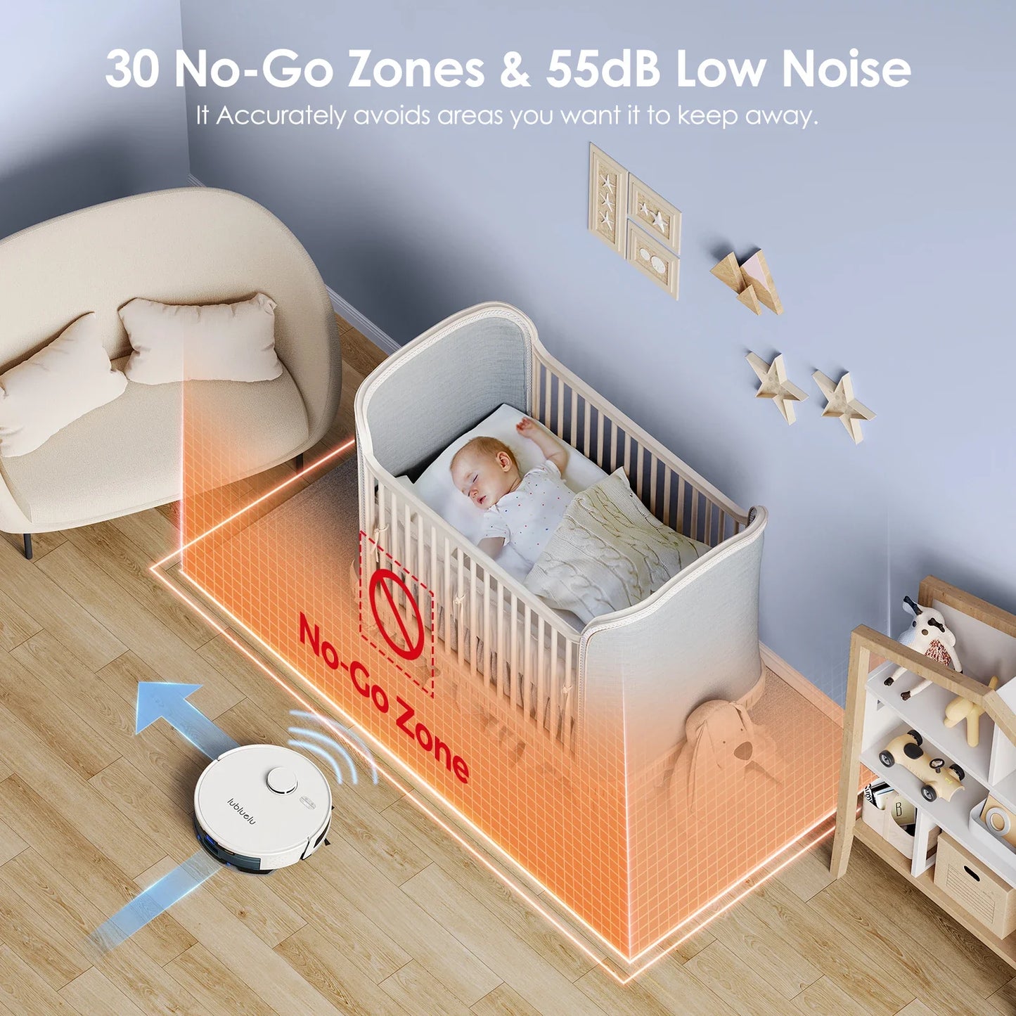 Lubluelu L15 Robot Vacuum And Mop Combo 5000Pa, Auto-Charging, 5 Maps, Robot Vacuum, 30 No-go Zones, 3 In 1 Robot Vacuum Cleaner