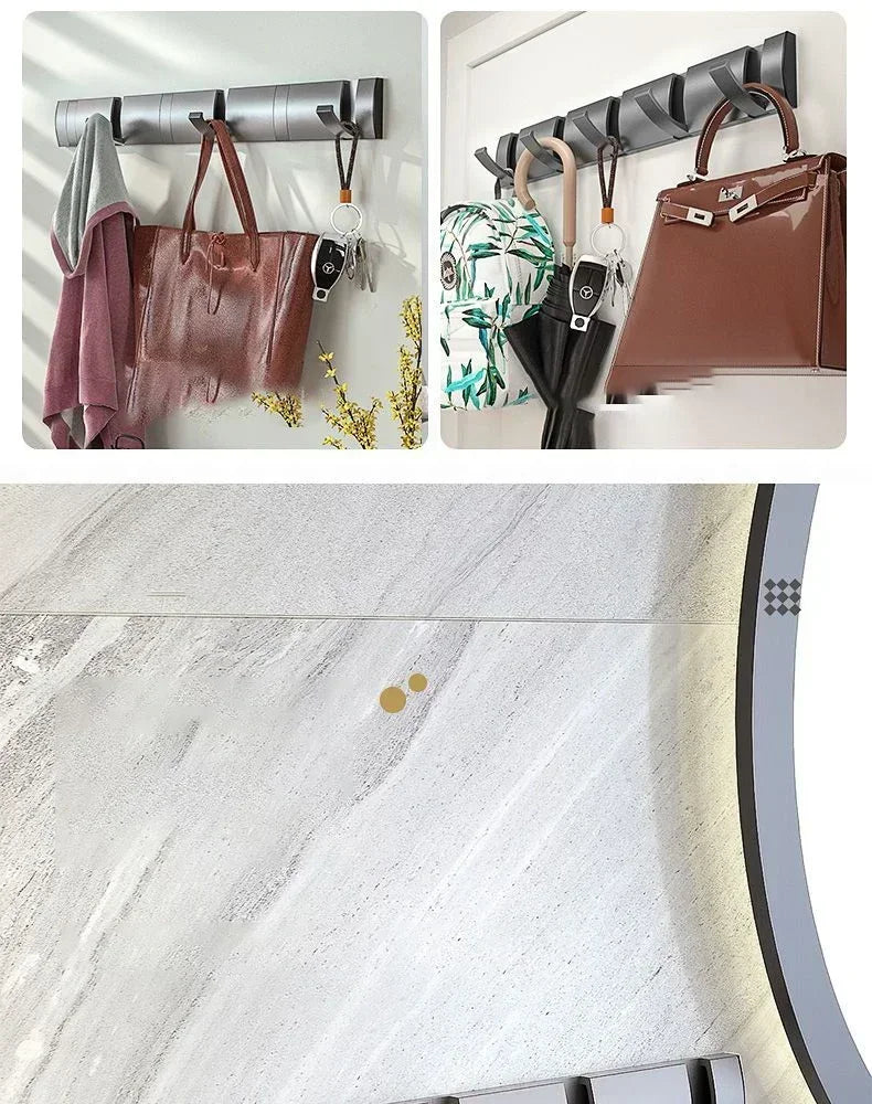 Bathroom Black Golden Hook Folding No Punch Installation Wall Mounted Rack Hooks Towel Clothes Holder Racks Hooks Bedroom