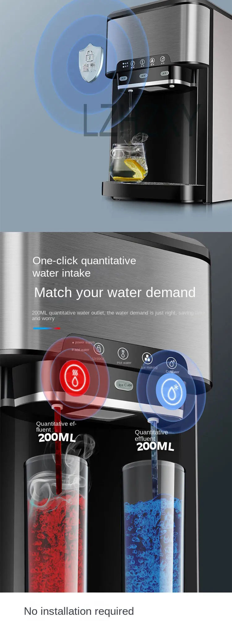 Drinking Water Ice Maker 48lbs Daily Ice Cube Makers Stainless Steel Ice Makers Countertop Tabletop Ice Maker Machine