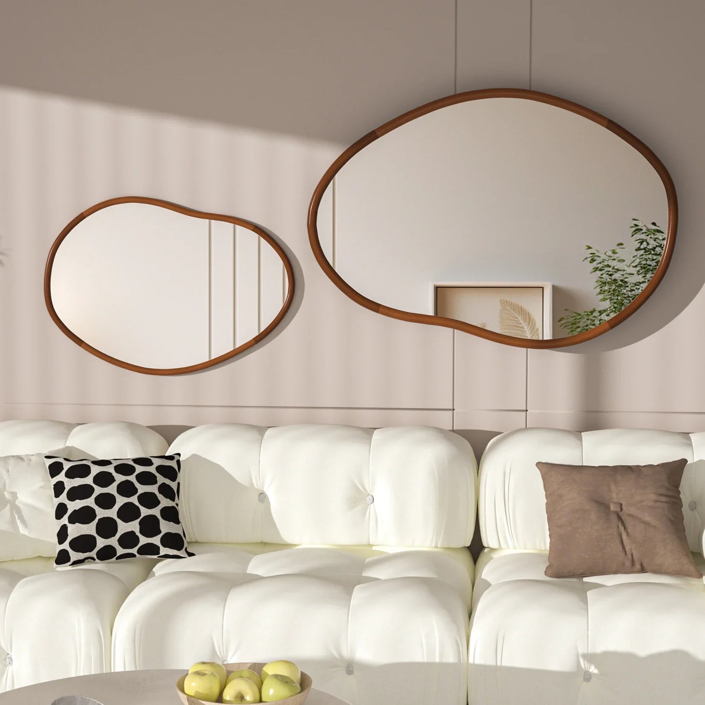 Irregular Wall Mirror Decorative Large Accent Mirror Vanity with Solid Wooden Frame for Livingroom Diningroom Bedroom Hallway