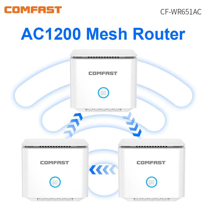 AC1200 Mesh Router up to 2000 sq.ft cover 2.4&5Ghz Gigabit WIFI Router with 4*5dBi Antennas Wifi range extender WIFI Mesh router