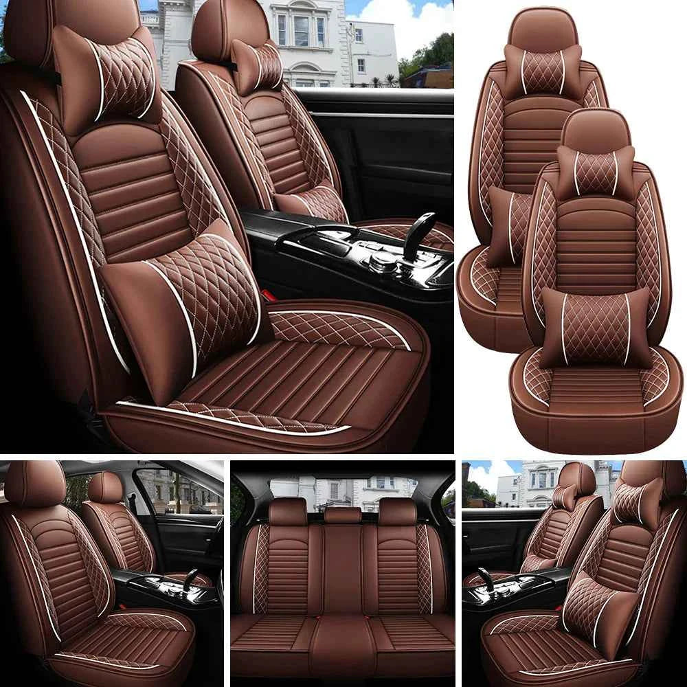 5-Seats PU Leather Universal Car Seat Covers Full set Front Rear Seat Cushion