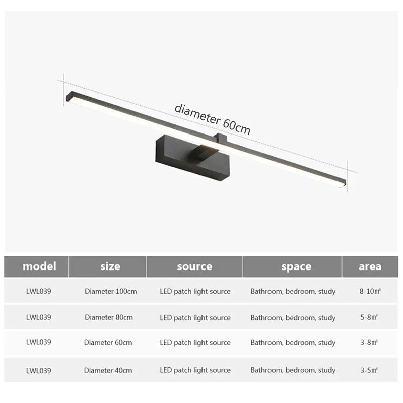 Modern LED Wall Light Bathroom Hardware Wall Lamp