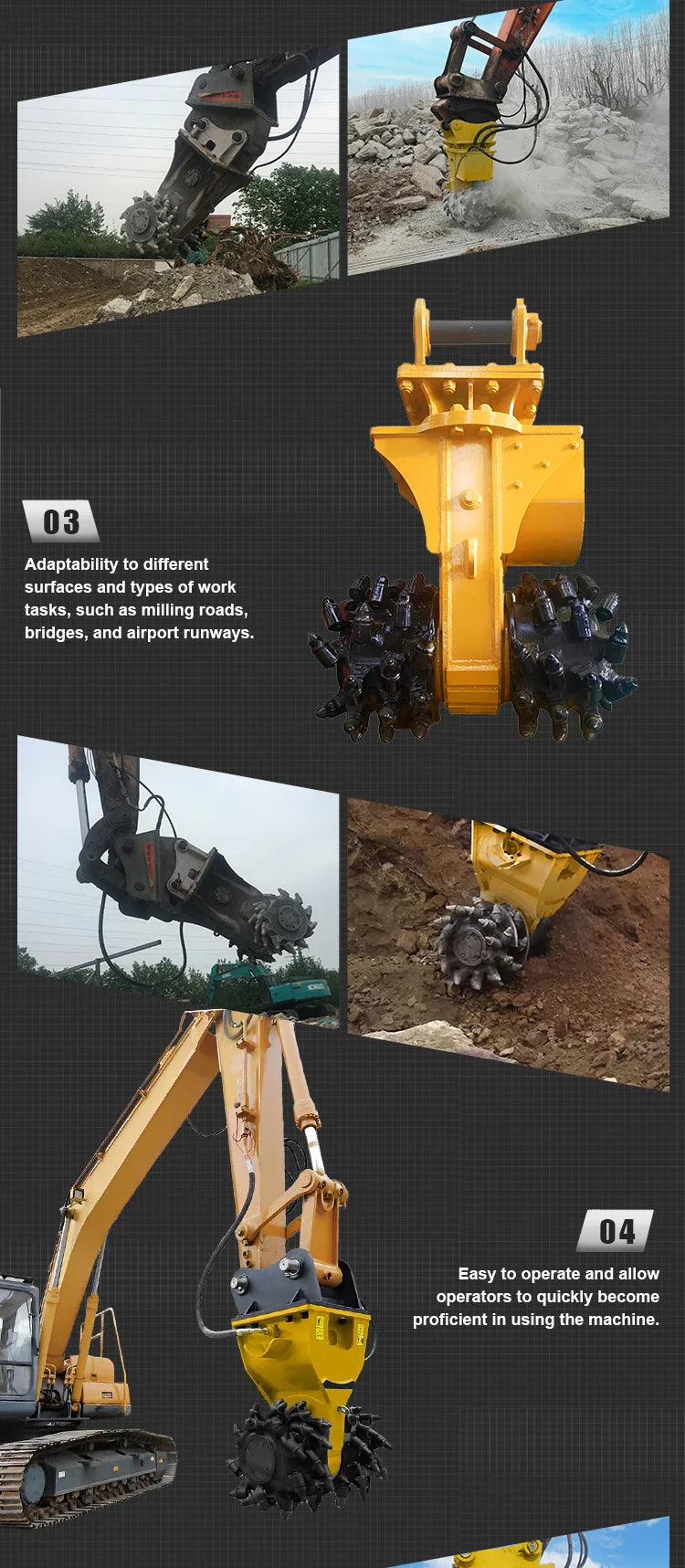 Hydraulic Drum Cutters Milling Machine Rock Grinder Superior Performance in Cutting Rock and Concrete