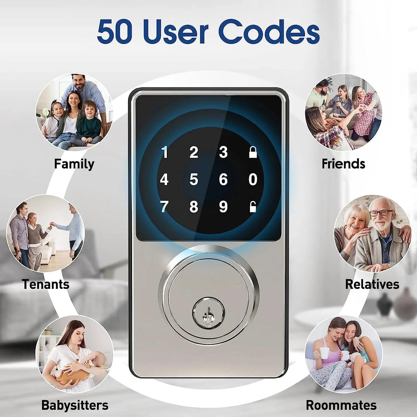 Smart Lock with password, Keyless Entry Door Lock with Touchscreen Keypads